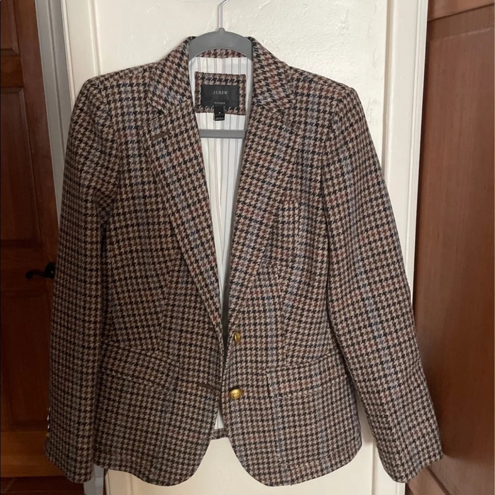 J Crew Rhodes Blazer In Houndstooth Wool